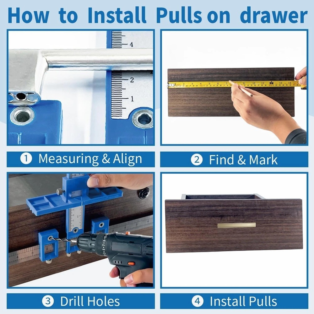 Cabinet Hardware Jig Drawer Pull Jig Template Tool Set USA