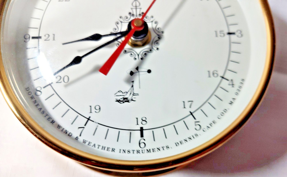 Downeaster Instruments Brass Solid Clock + Don Kent Wind Speed Guide
