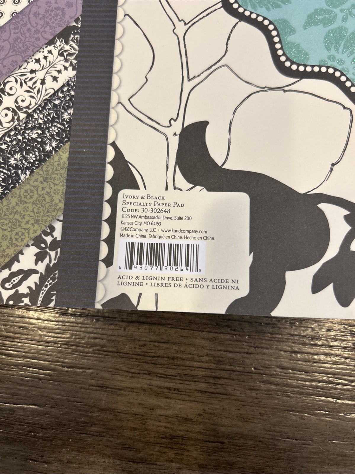 K & Company Scrapbook Glitter Specialty Paper Pad 48 Sheets 12x12 Ivory Black