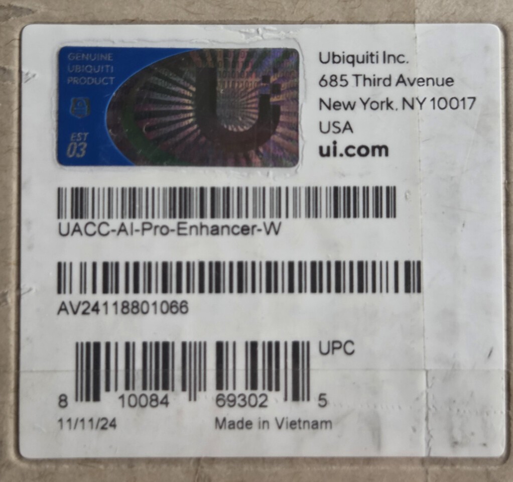 UBIQUITI UACC-AI-PRO-ENHANCER-W UNIFI AI PRO ENHANCER - WHITE