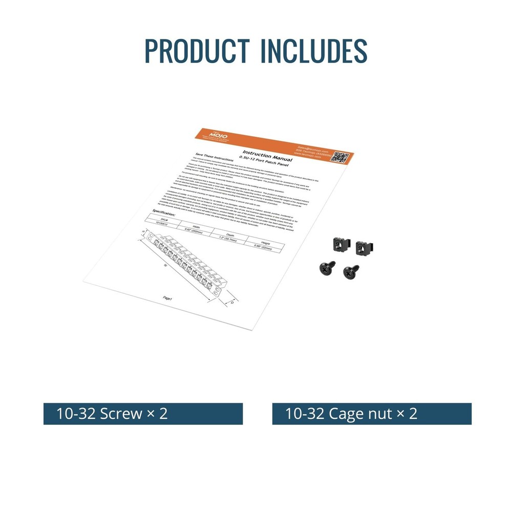 12-Port Cat6 Patch Panel 0.5U Rack Mount Keystone Coupler 10" Server Black
