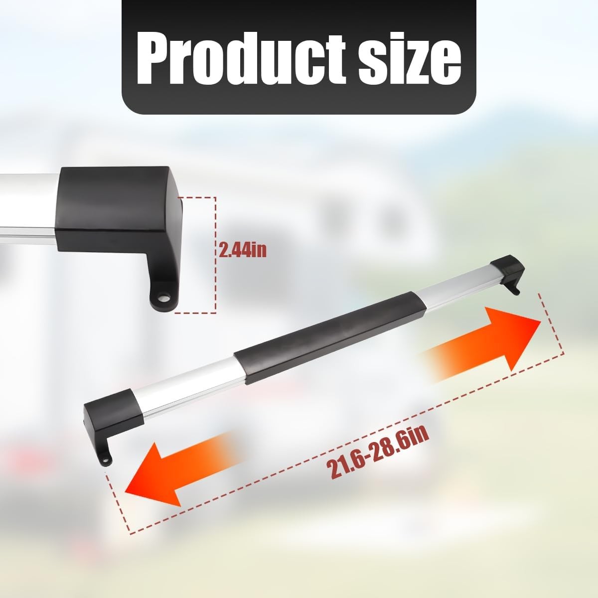RV Screen Door Cross Bar Handle, Non-Slip Grip Adjustable from 21-5/8 to 28-5/8