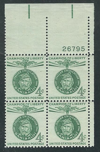 Scott #1168....4 Cent....Garibaldi...2 Plate Blocks