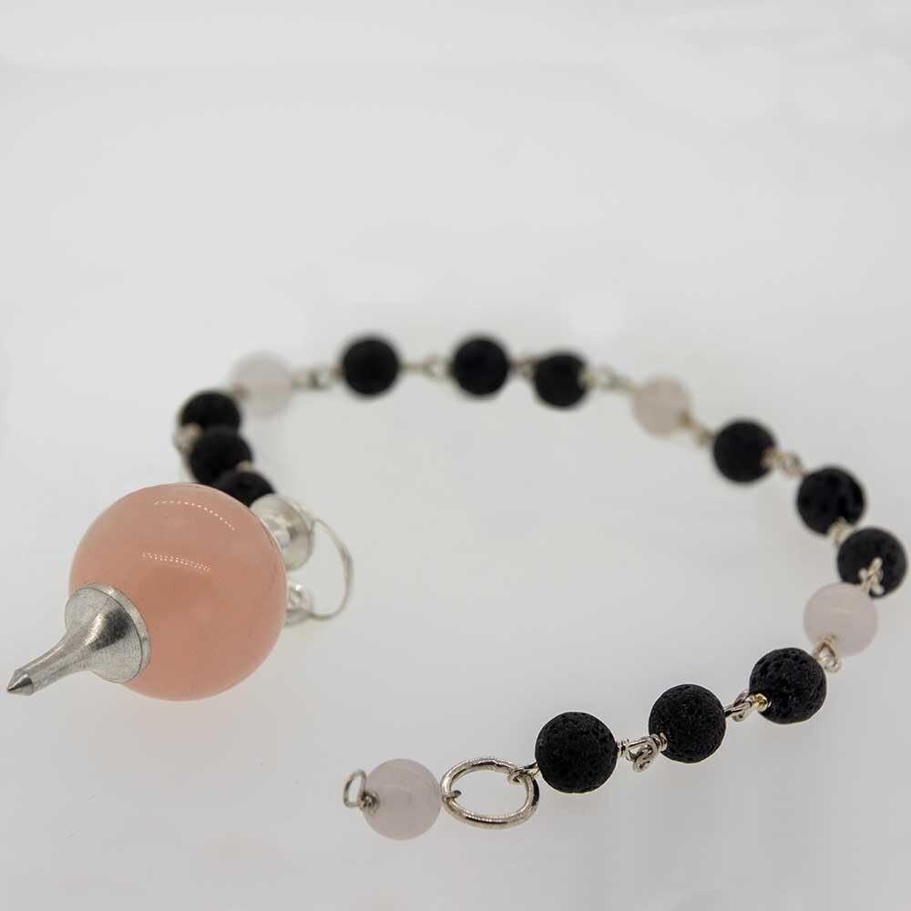 Pendulum Sephoroton w/Lava Beads - Rose Quartz