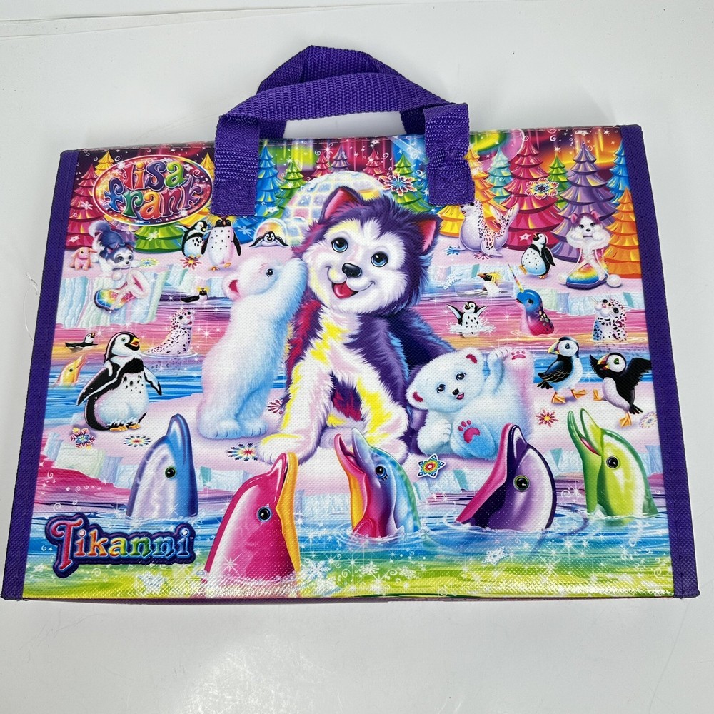 Lisa Frank Tri Fold Binder TIKANNI WOLF Cute Bright Fun