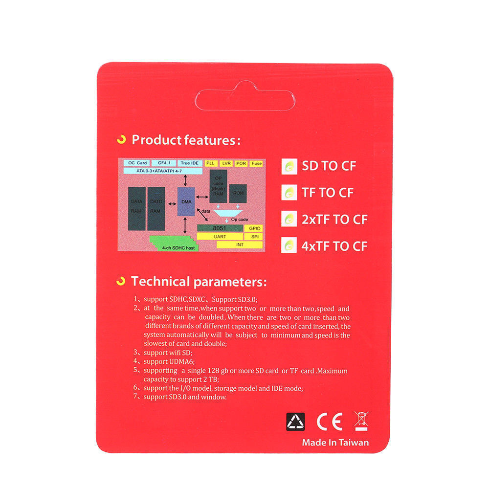 SDHC SD SDXC to CF Card Adapter Compact Flash Type I Card Converter Card Reader