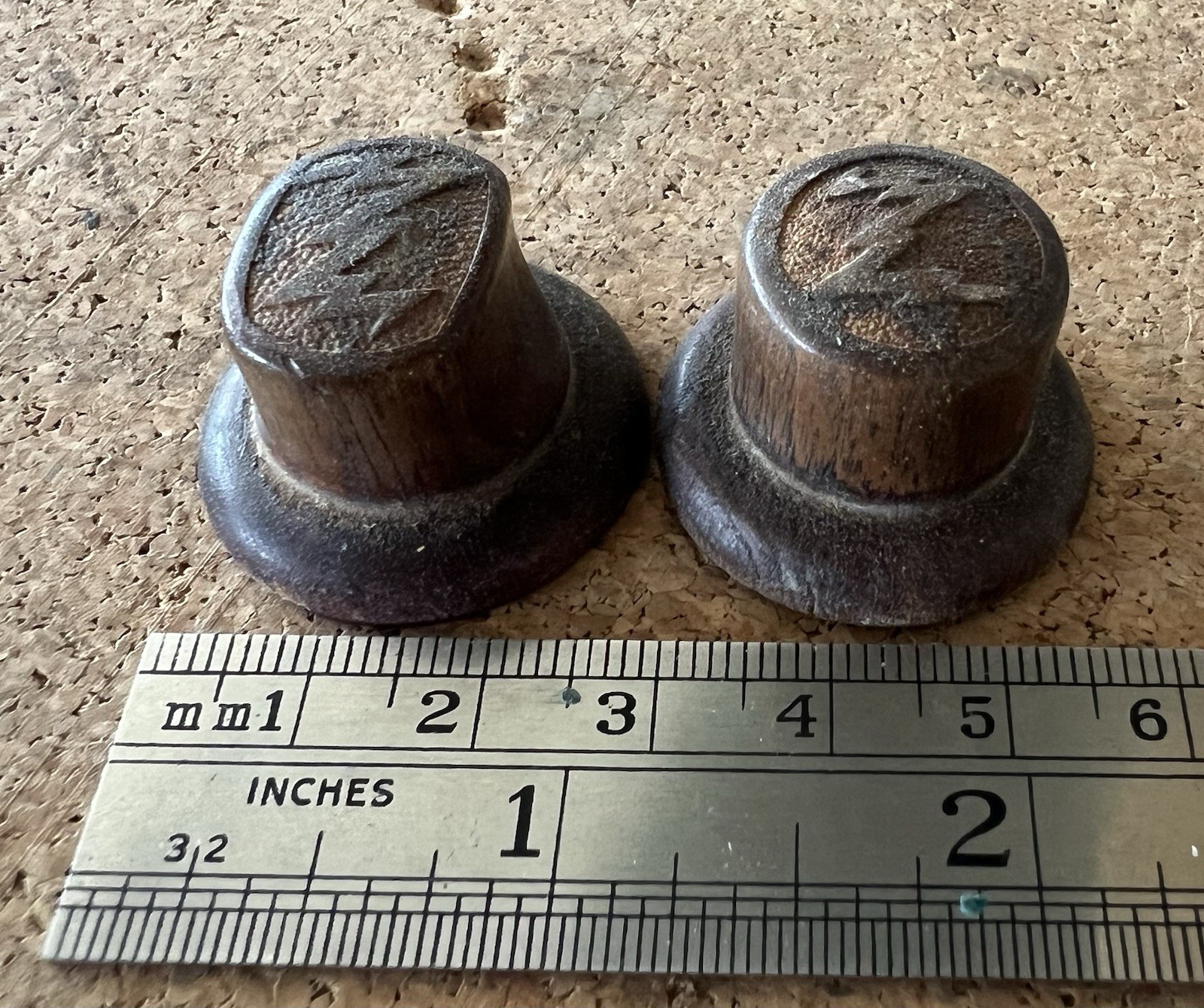 Lot of 2 Different Vintage Zenith Tube Radio Wood Control Knobs