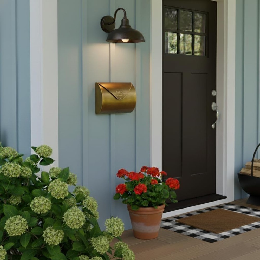 Wall Mount Mailbox for Outside,Waterproof Metal Mailboxes with Rust-Proof Gold