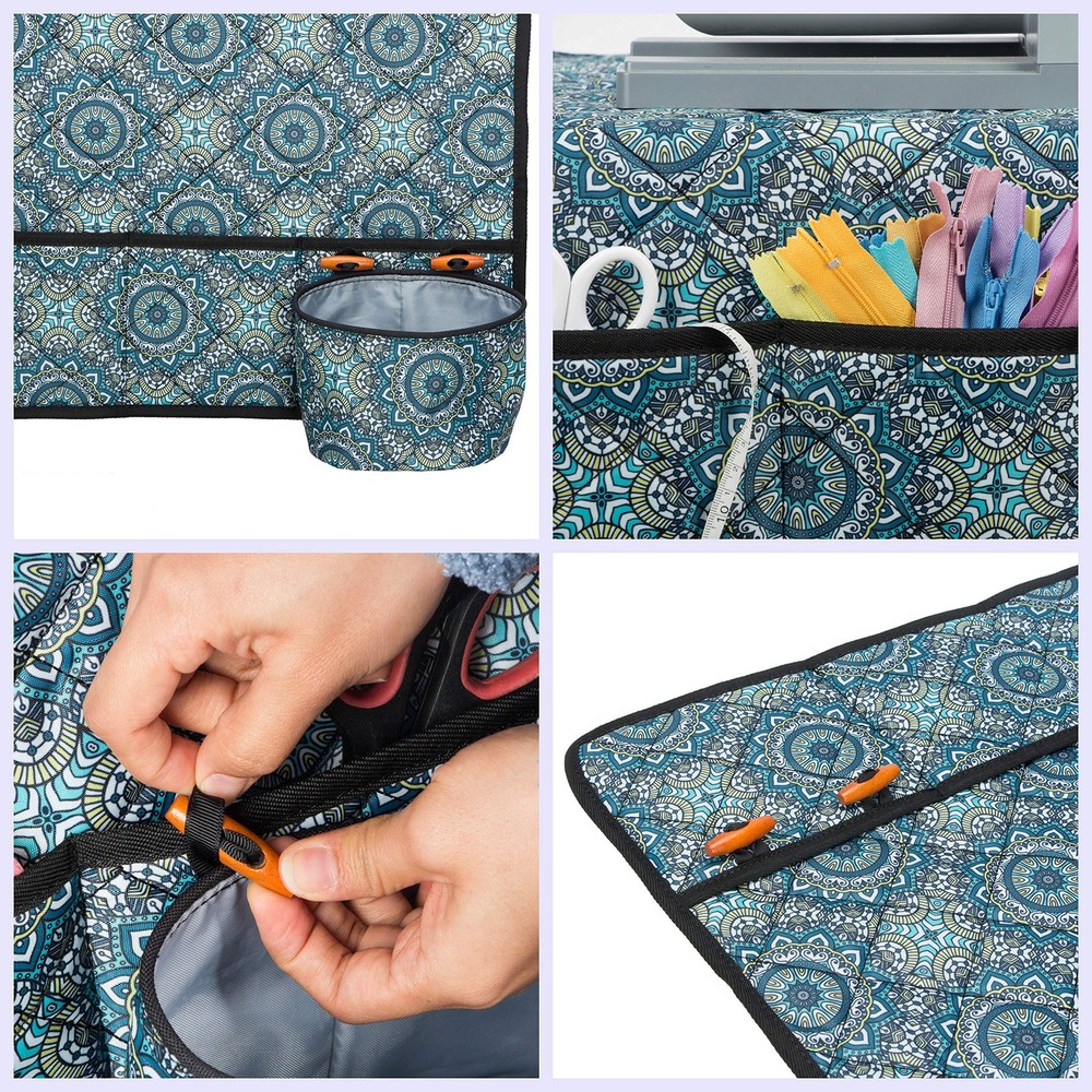 PACMAXI Sewing Machine Pad for Table with Pockets, 6-Mandala Pattern