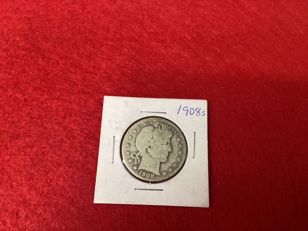 SILVER - 1908 S BARBER SILVER HALF DOLLAR