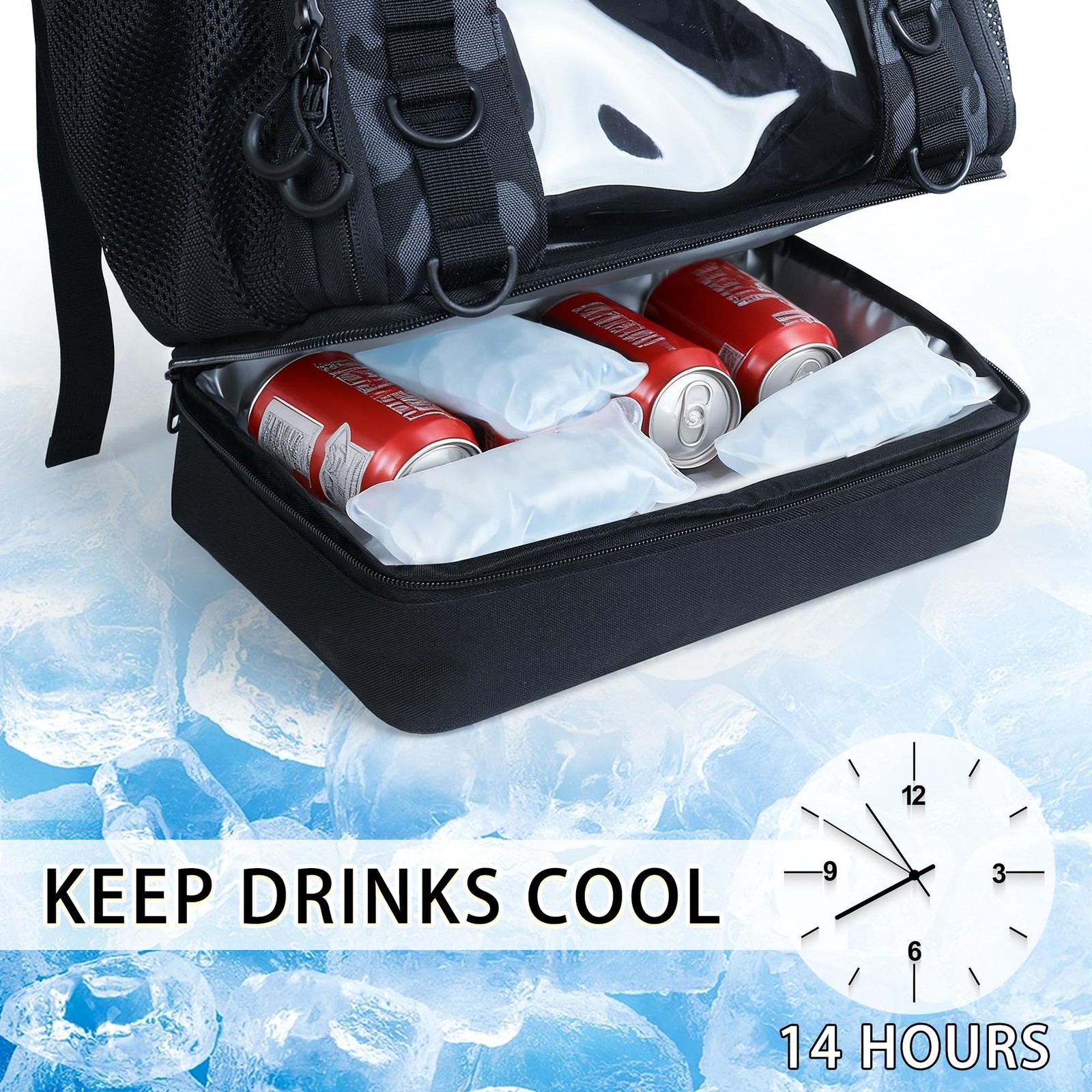 Fishing Tackle Backpack with Cooler,45L Large Tackle Bag with 2 Rod Holders &...