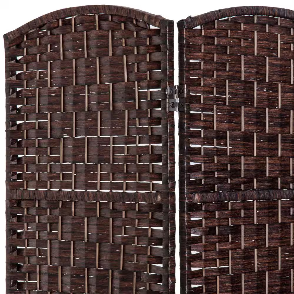 6 Ft Tall Brown Wicker Weave 3 Panel Room Divider Privacy Screen