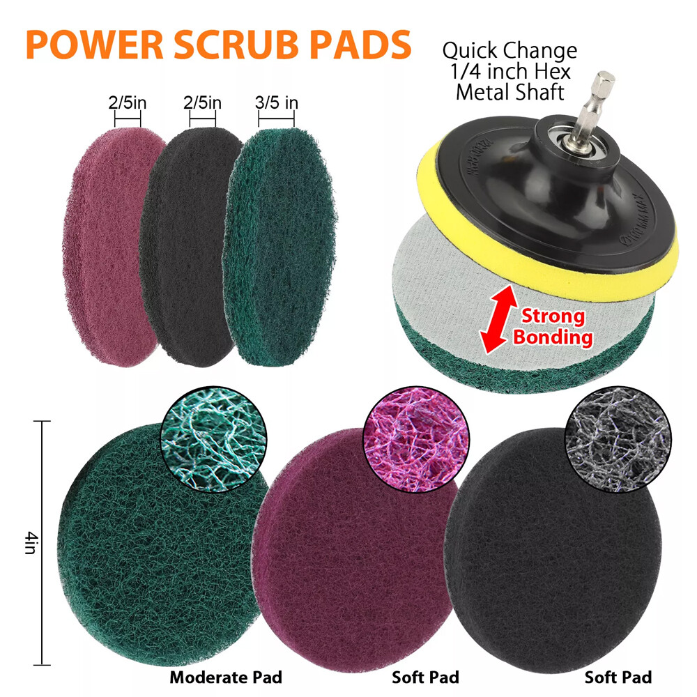4Inch Car Buffing Pads Polishing Kit 14Pcs for Drill Sponge Waxing Foam Polisher