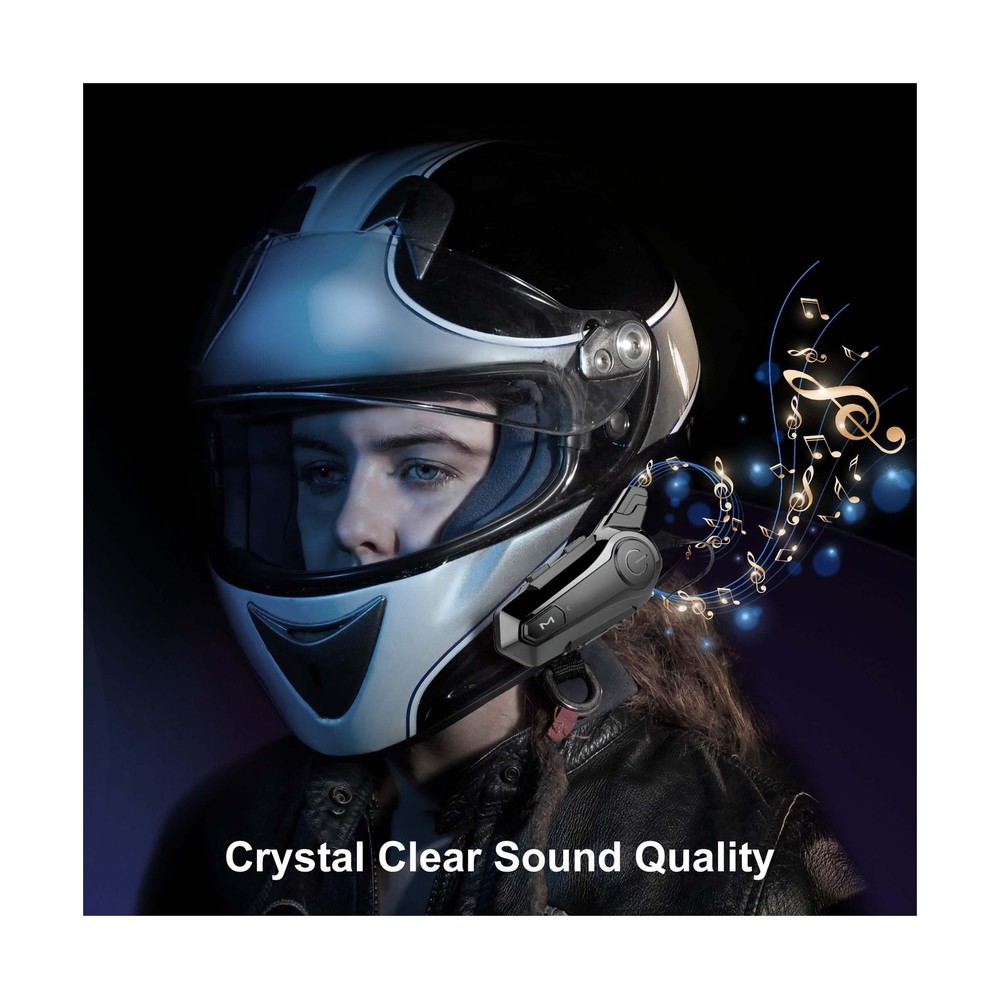 Motorcycle Bluetooth Headset Wireless Helmet Intercom Headphone with CVC Nois...