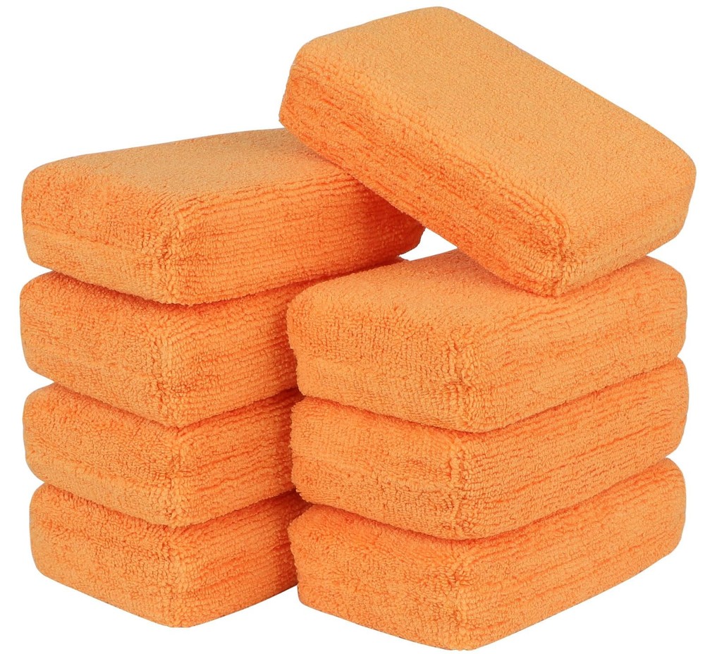 AIDEA Microfiber Applicator Pad-8Pack, Car Wash Sponge, Premium 8 PK, Orange