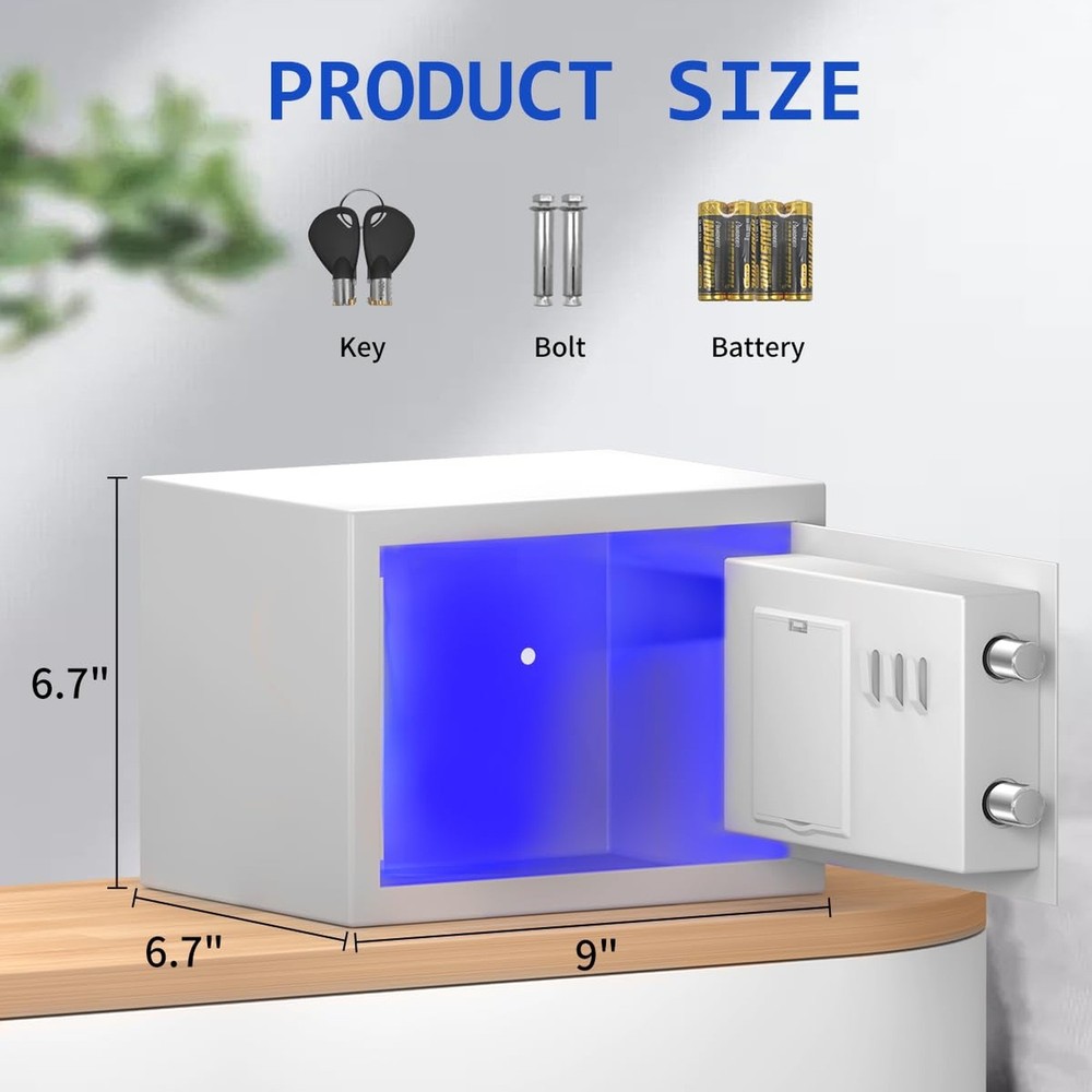 Safe Box with Sensor Light, Security Safe with Digital Keypad Money Safe Stee...