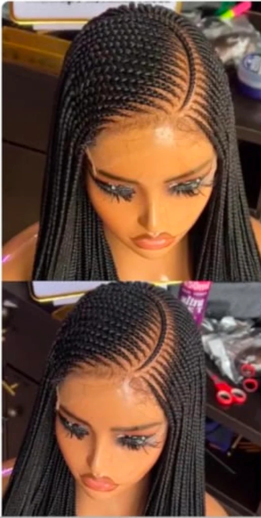 Adomac 051 Black One Curved Synthetic Braided Wig Easy Styling