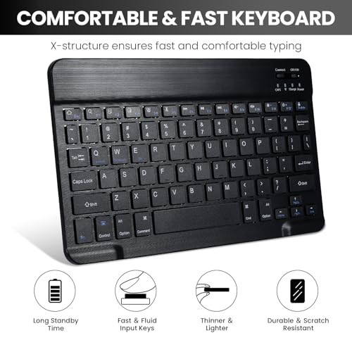 Bluetooth Keyboard Case with Mouse for iPad 6th/5th 9.7 inch+Mouse Black