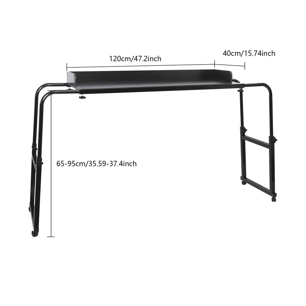 Adjustable Overbed Table with 4 Locking Wheels, Mobile Hospital Bedside Desk