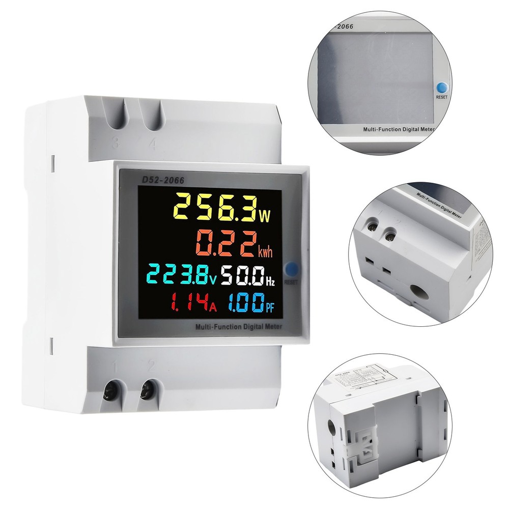 High Precision 100A DIN Rail AC Power Meter With Integrated Current Transformer