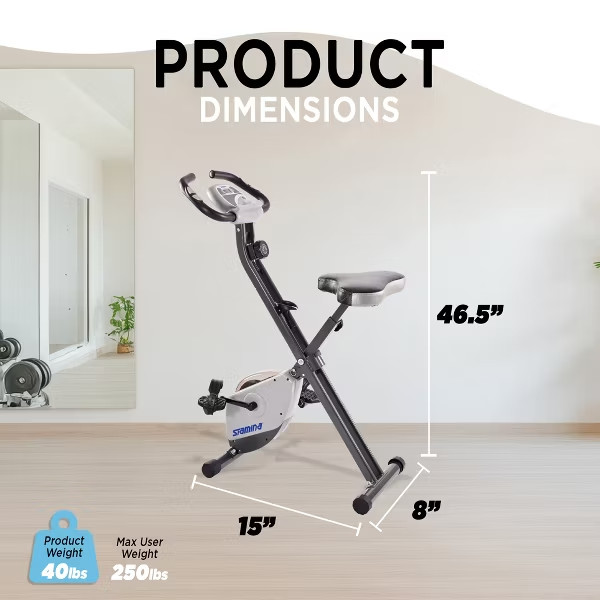 STAMINA FOLDABLE STATIONARY EXERCISE BIKE W/ SMART WORKOUT APP *DISTRESSED PKG