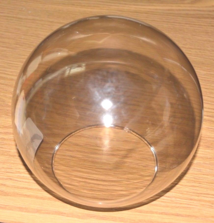 6" x 3" Fitter CLEAR SMOKE GLASS BALL GLoBe GlaSsWaRe NECKLESS NEW 9112-065