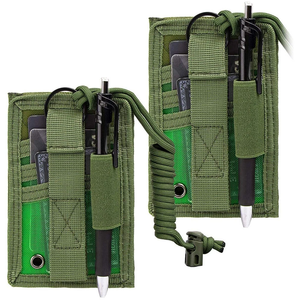 2PC Tactical ID Card Holders Hook&Loop Patch Badge Organizer - Neck Lanyard NEW