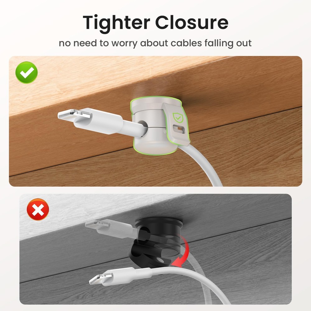 LOTUNY Cable Clips Adjustable Cord Holder White 8 Pack Adhesive
