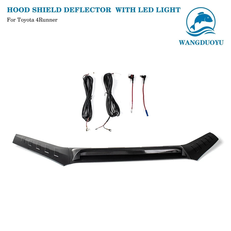 Hood Shield Protector for Toyota 4runner 2010-2024 with LED Lights (Matt Black)