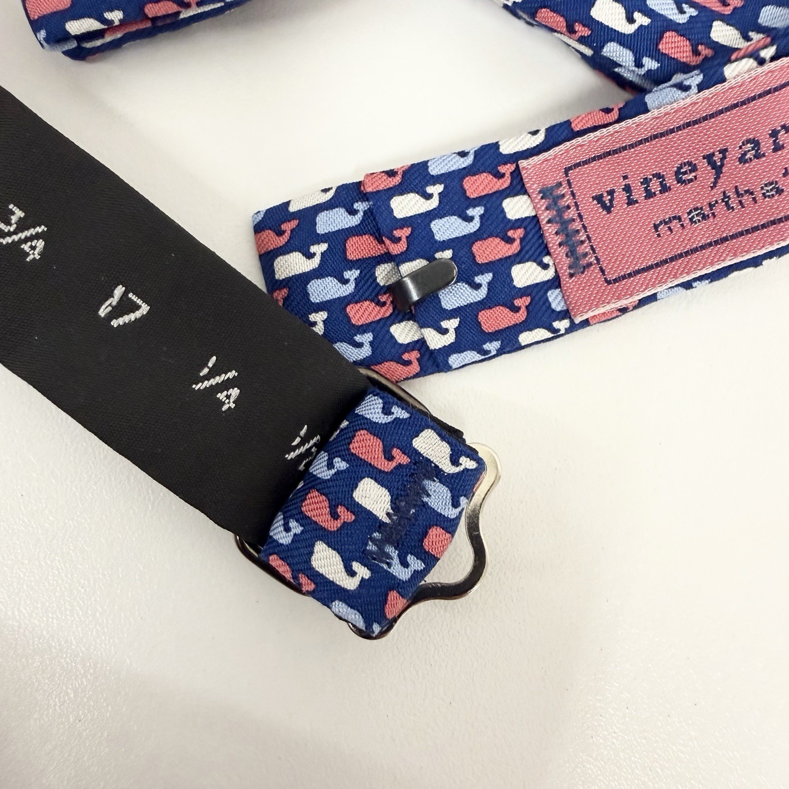 Vineyard Vines NEW Boys Bow Tie AOP Whale Logo Blue/Pink/White Silk USA 2" x 14"