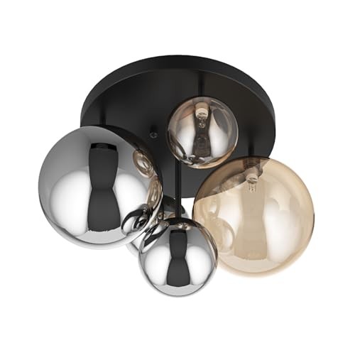 5-Light 17.71 in Black Semi Flush Mount Ceiling Light, Modern Ceiling
