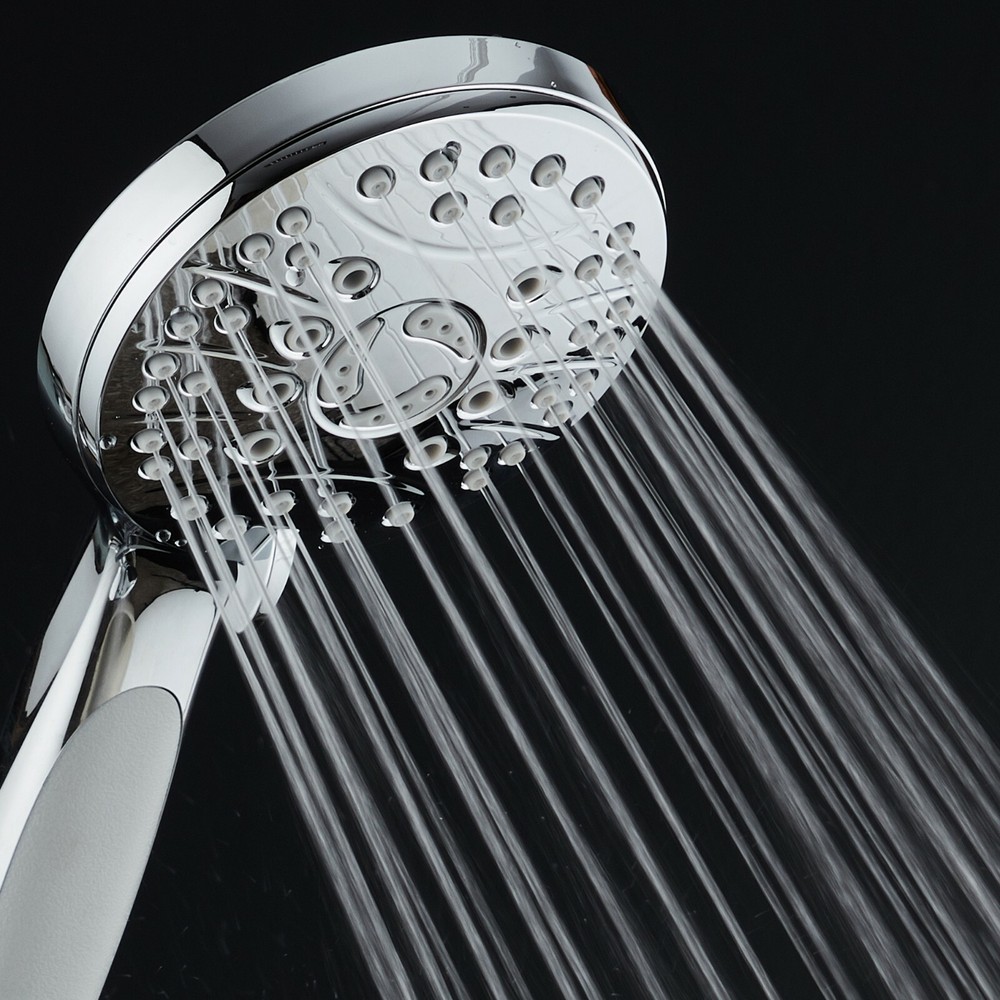 AquaSpa High Pressure 6-setting Handheld Shower Head – 6 FT Hose – Wall Bracket