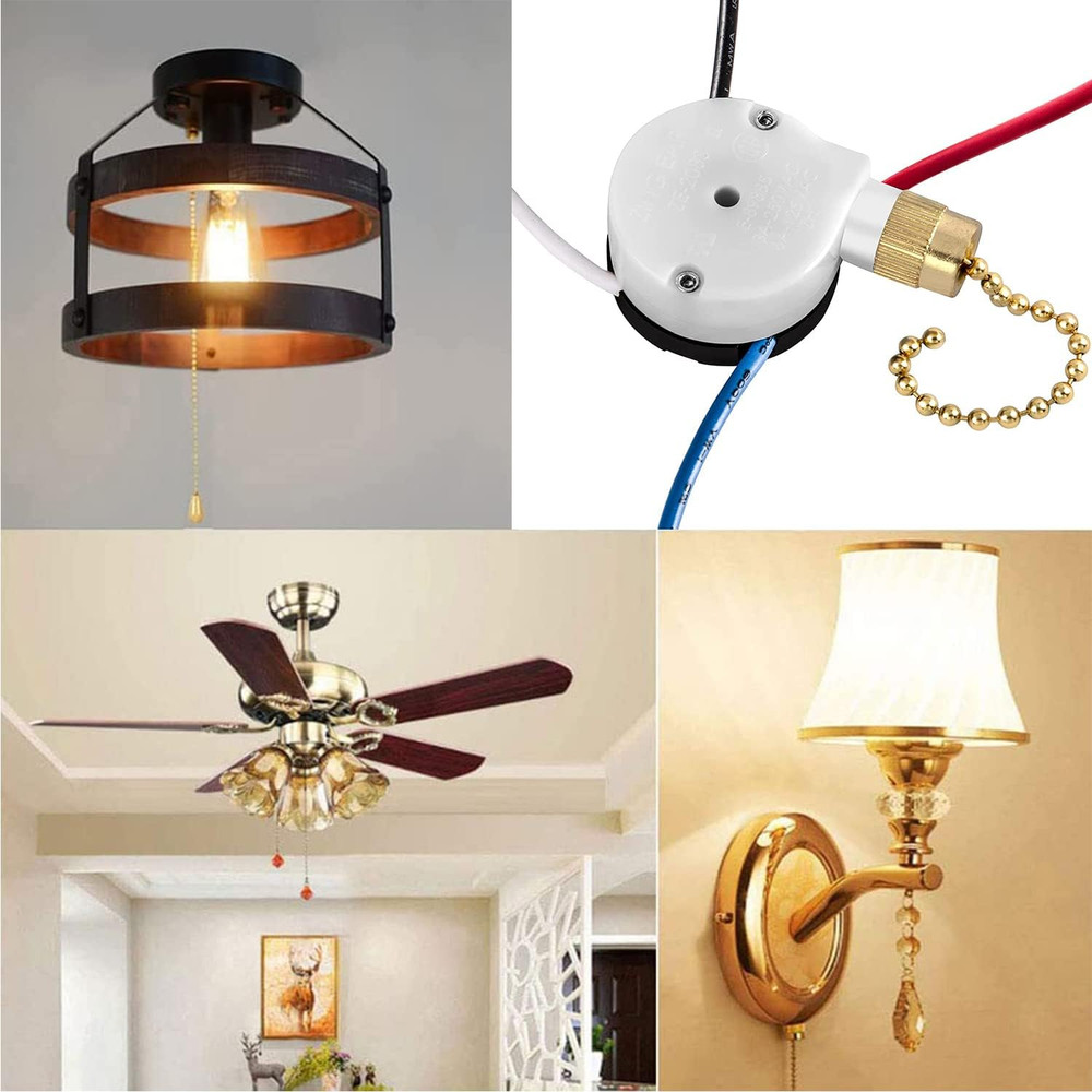 With 4 Pre-Installed Wires Ceiling Fan Switch, 3 Speed Fan Switch Compatible wit