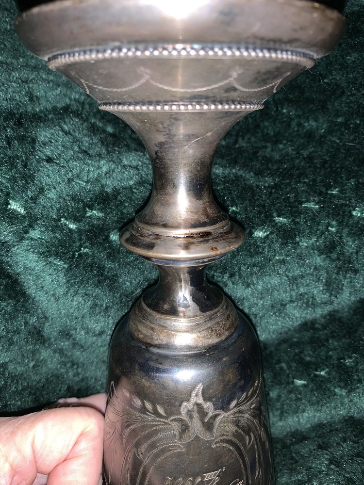 Dated 1902. German Silver Etch Engraved Trophy Goblet.