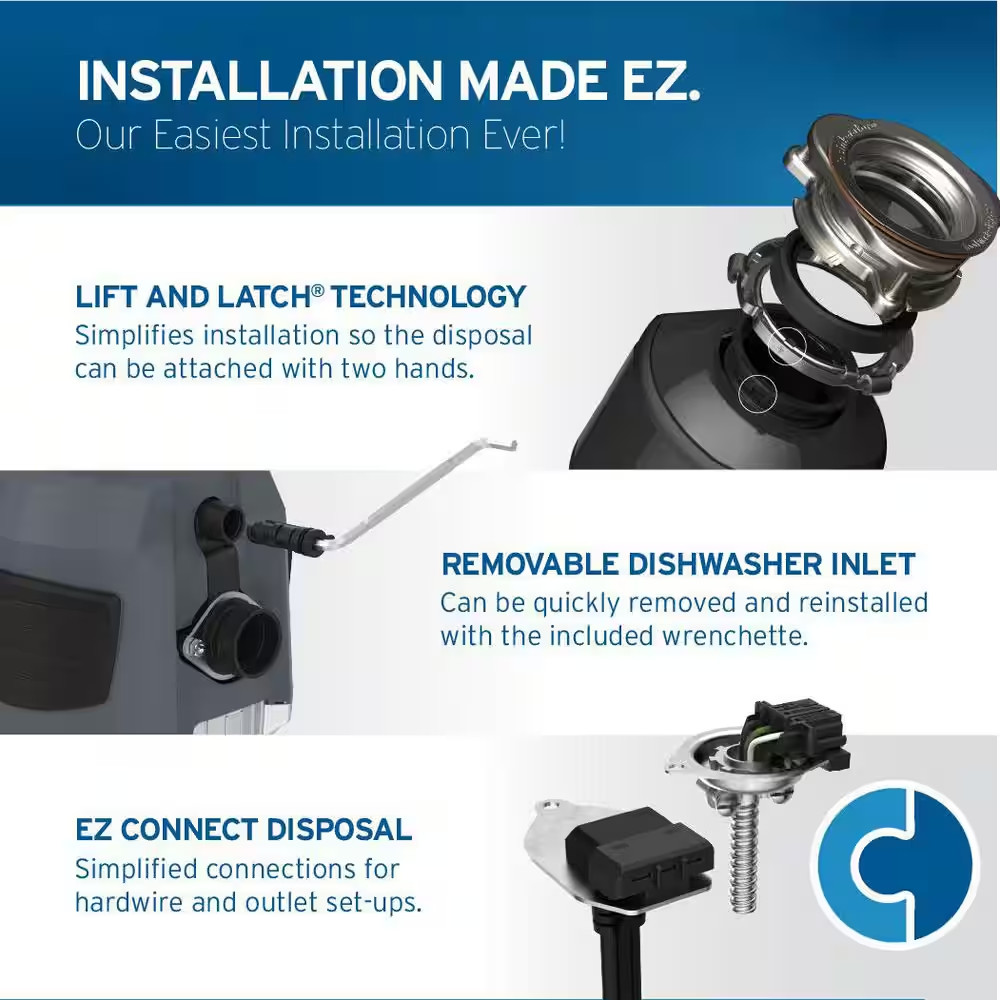 Evolution 1HP, 1 HP Garbage Disposal, Advanced Series EZ Connect Continuous Feed