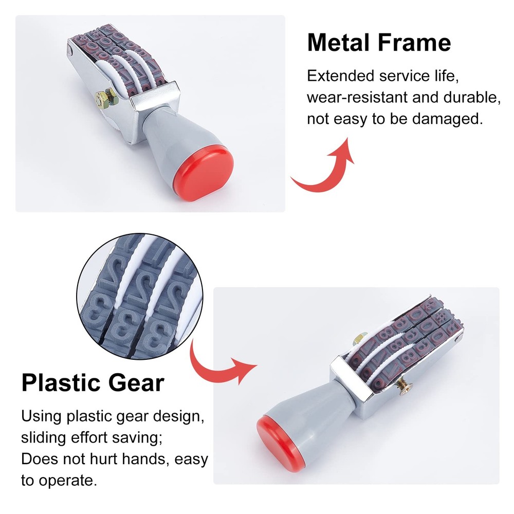 NBEADS 2 Pcs Rubber Number Roller Stamps, 3 Digits Adjustable Personalized...