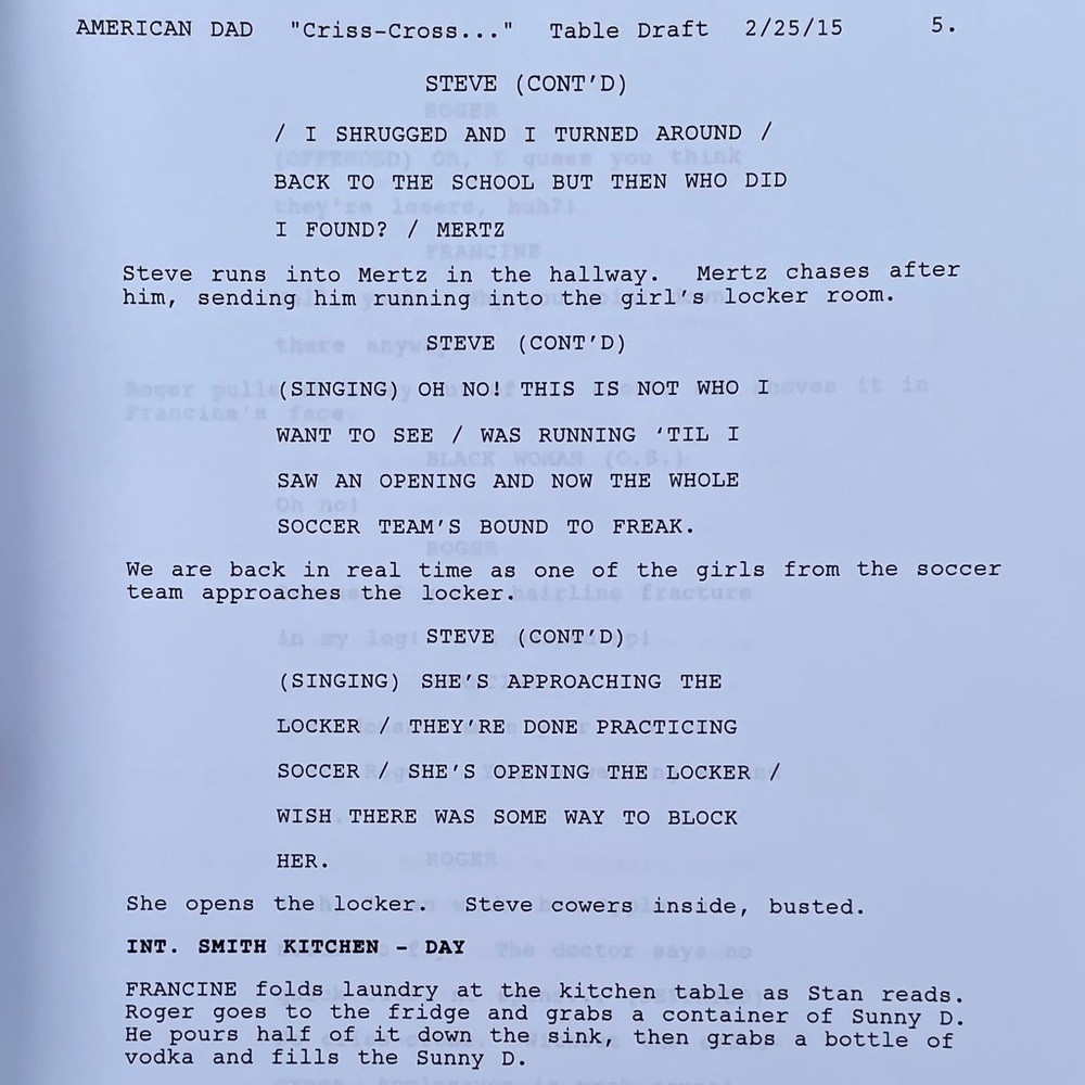 American Dad 2015 Original Production Used Table Draft Script Billy Jesusworth