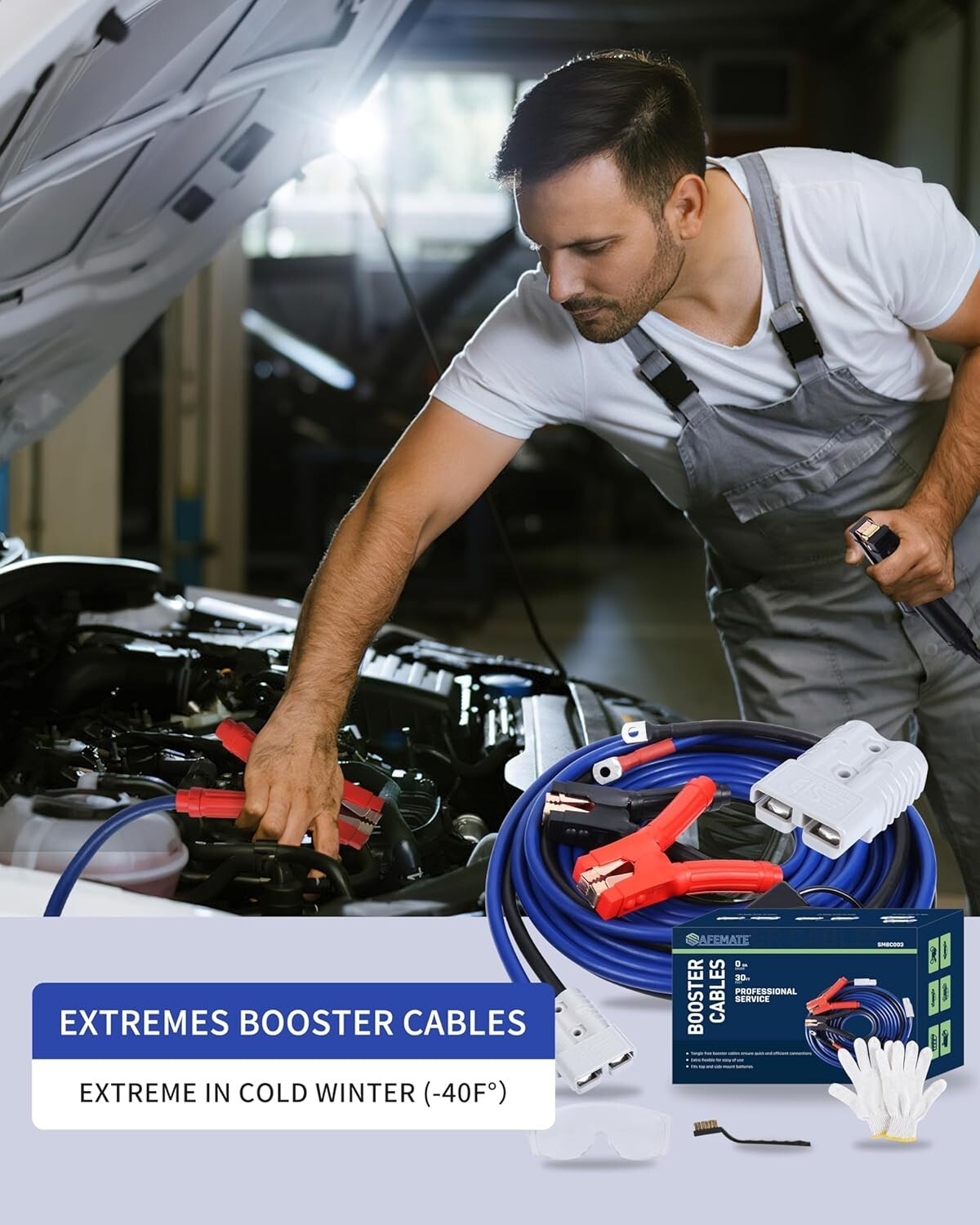 0 Gauge Heavy Duty Jumper Cables 30 FT 1000 Amp Quick Connect Plugs For Truck