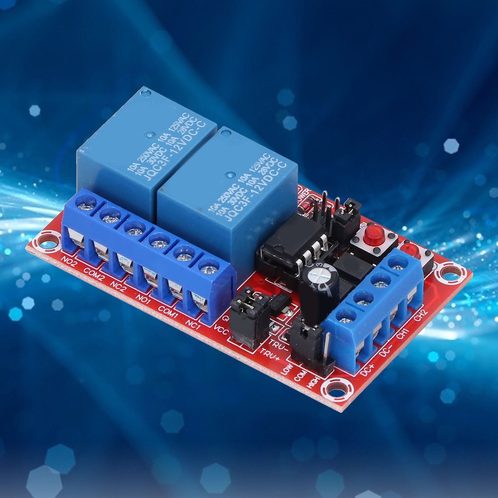 Relay Module 2 Channel Button Self-Locking Interlock High Low Level Trigger
