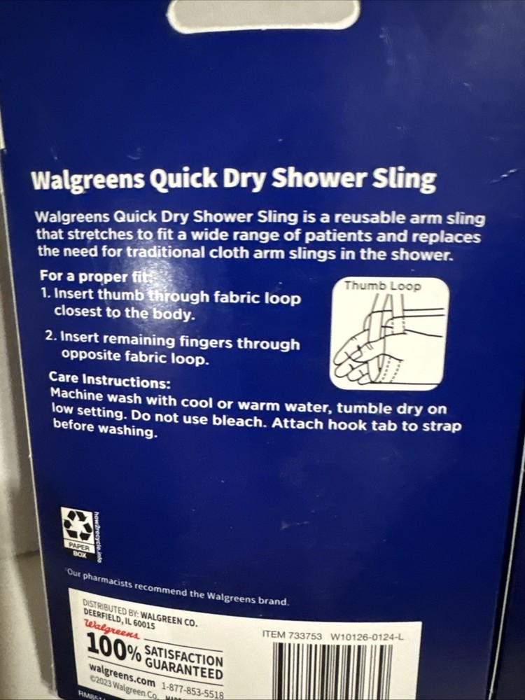 2 X Walgreens Quick Dry Shower Sling~Quick Dry