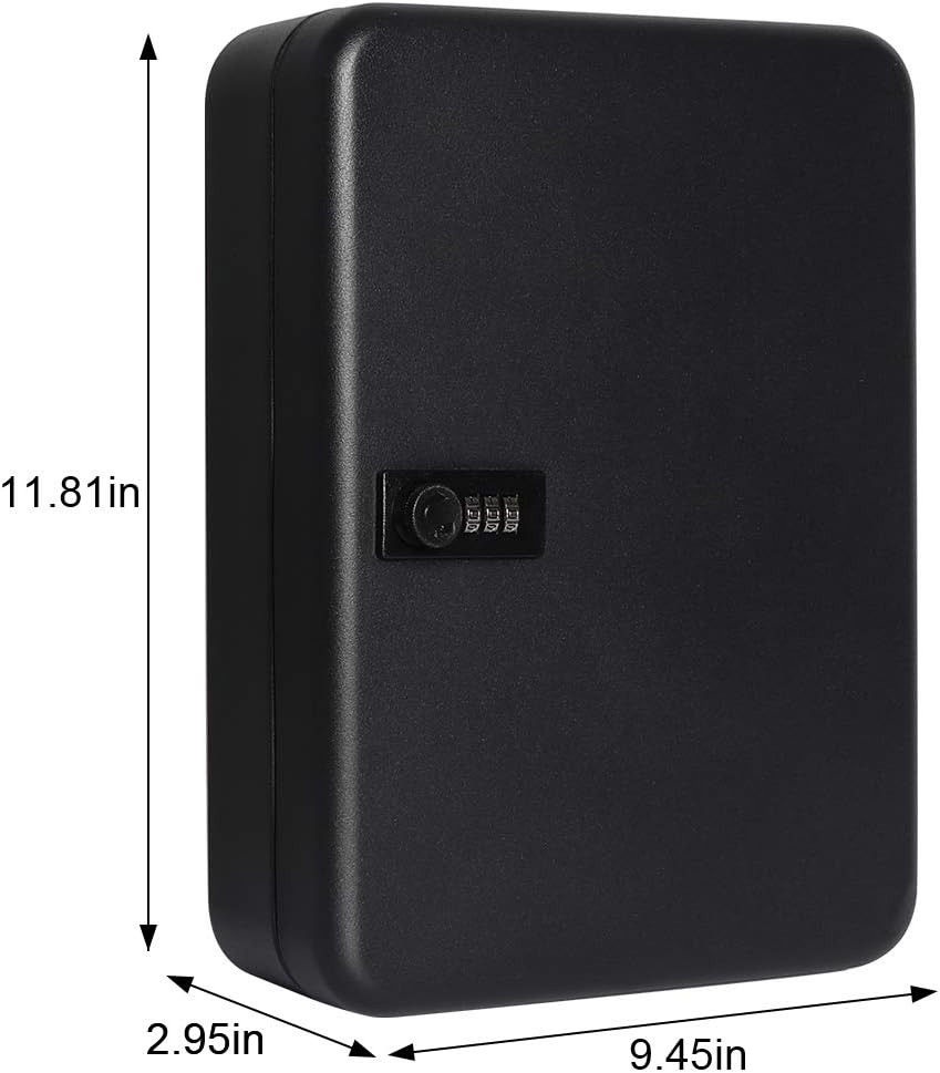 Wall Mount Key Storage Box with Code, Locking Key Cabinet Security, 48 Key Hooks