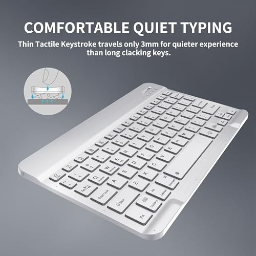 Bluetooth Keyboard & Mouse Combo for iPad - Rechargeable RGB Wireless Set White