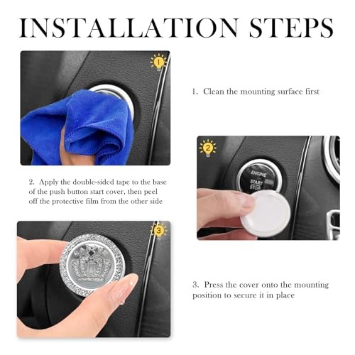 Bling Push Start Button Cover Decoration Ring,Stylish Car Push Start Button