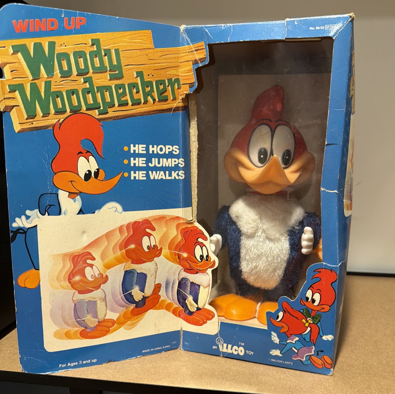 illco Woody Woodpecker Wind Up Walking Toy Vintage w/ original Box Working