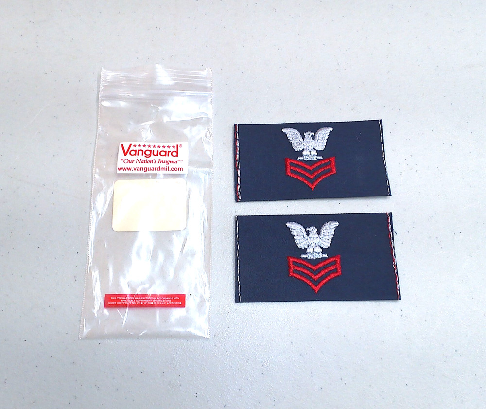 US Navy Blue Petty Officer 1st Class Collar Device Coverall Emblem Uniform Patch