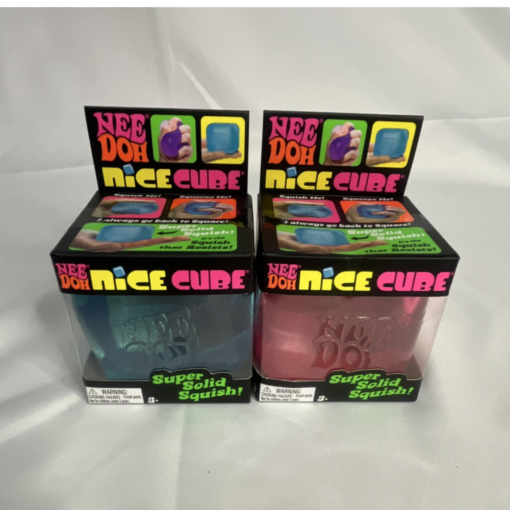 Schylling Nee Doh Nice Cube Super Solid Squish Blue & Pink Sensory Toy