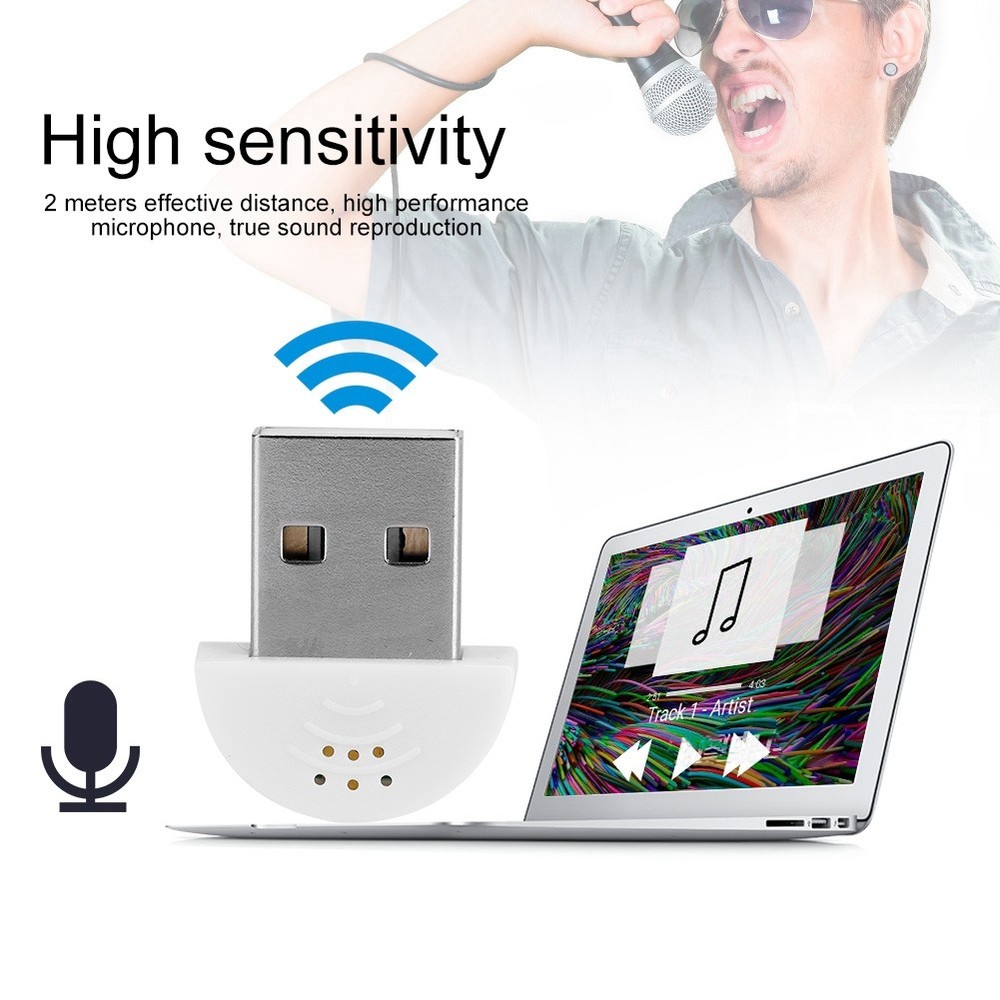 White Portable USB Mini Studio Speech Microphone Recording Audio MIC Adapter WT