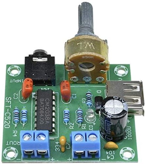 Mini Digital Audio Amplifier Board with Adjustable Volume & USB Power Supply