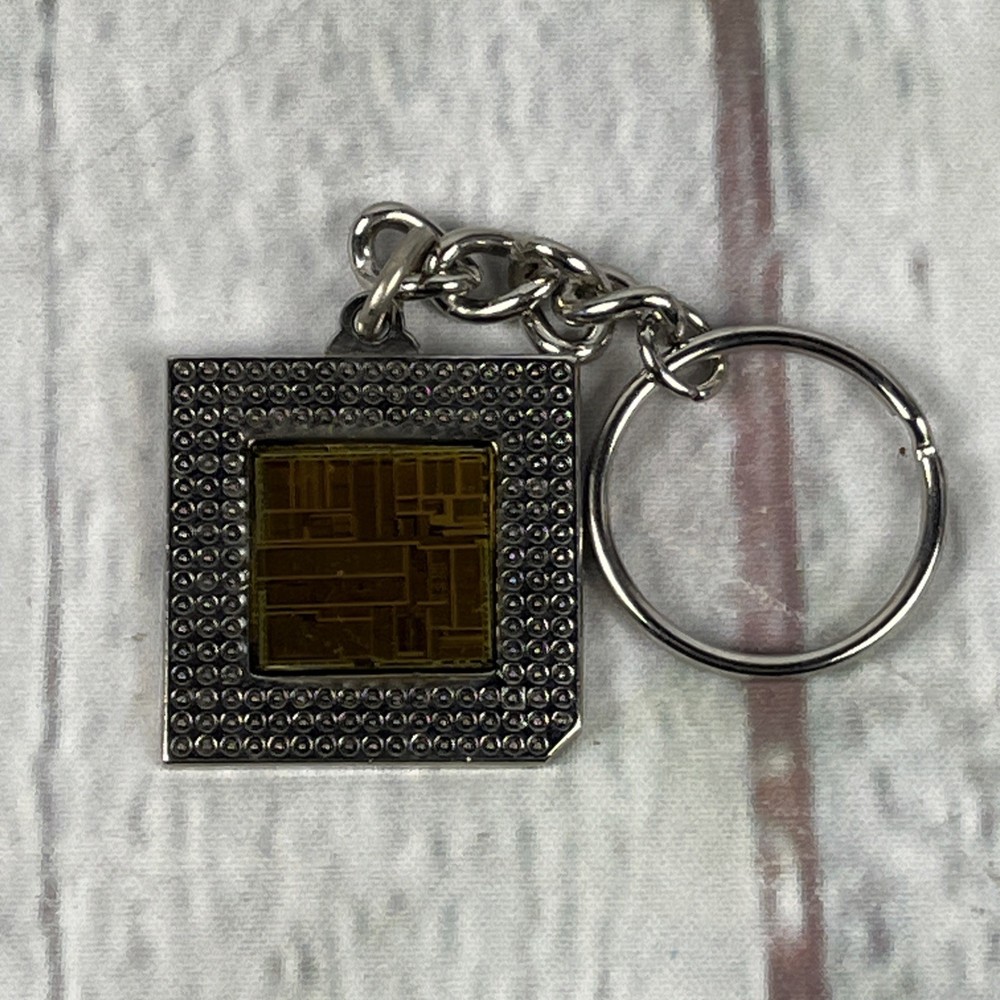 Vtg 1992 Intel Pentium Processor Prototype Keychain with Microchip 1.25"