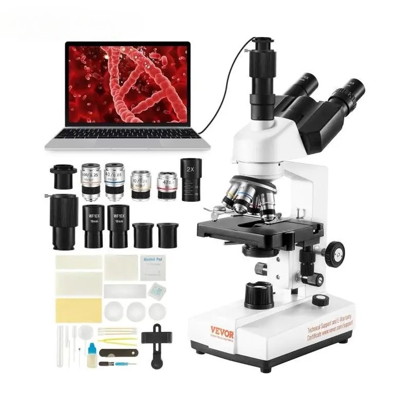 Compound Trinocular Microscope 40X-2500/40X-5000X Magnification Lab Microscope